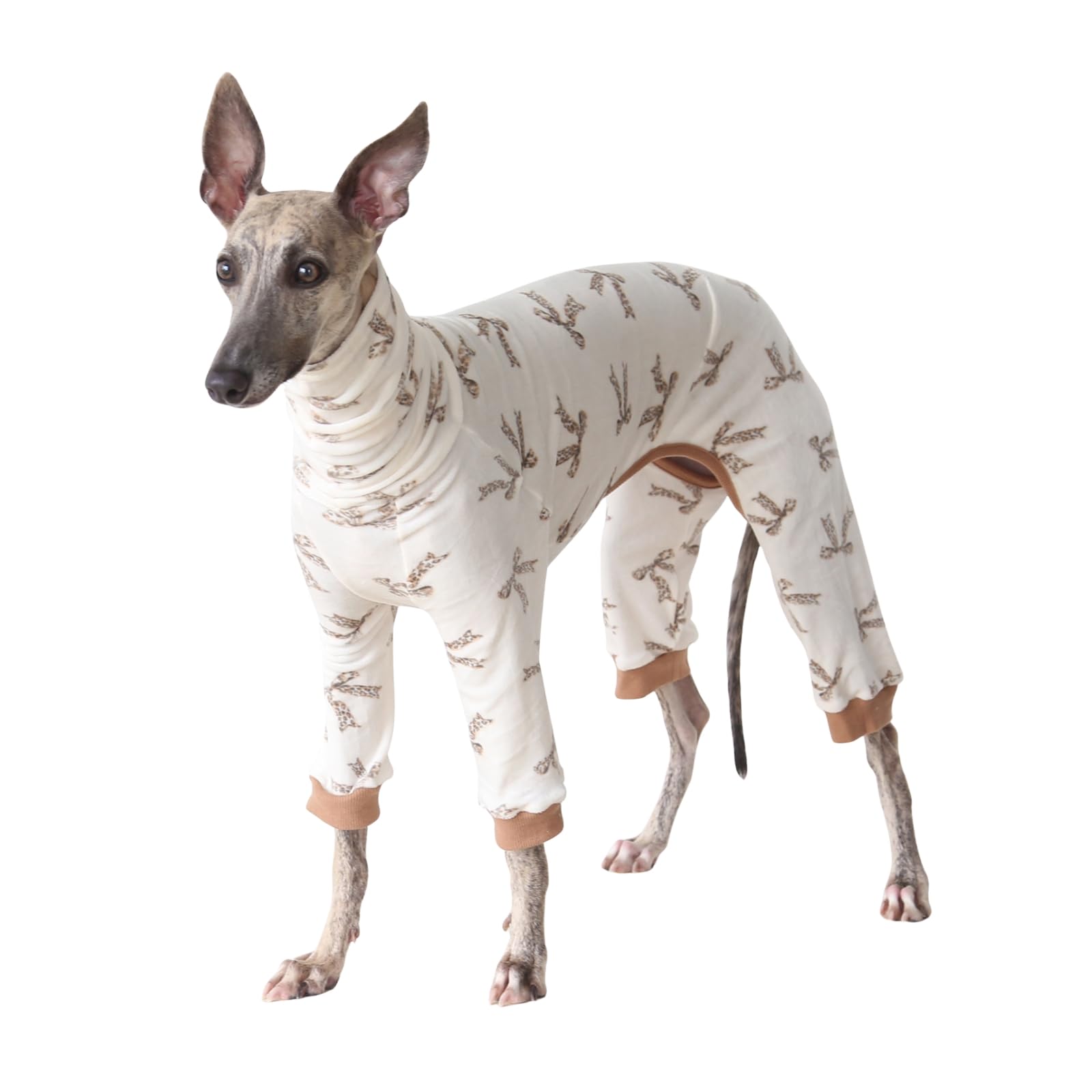 Greyhound Jumper,Whippet Cotton Pajamas Dog Onesie Dogs Jumpsuit (Light Brown, L)