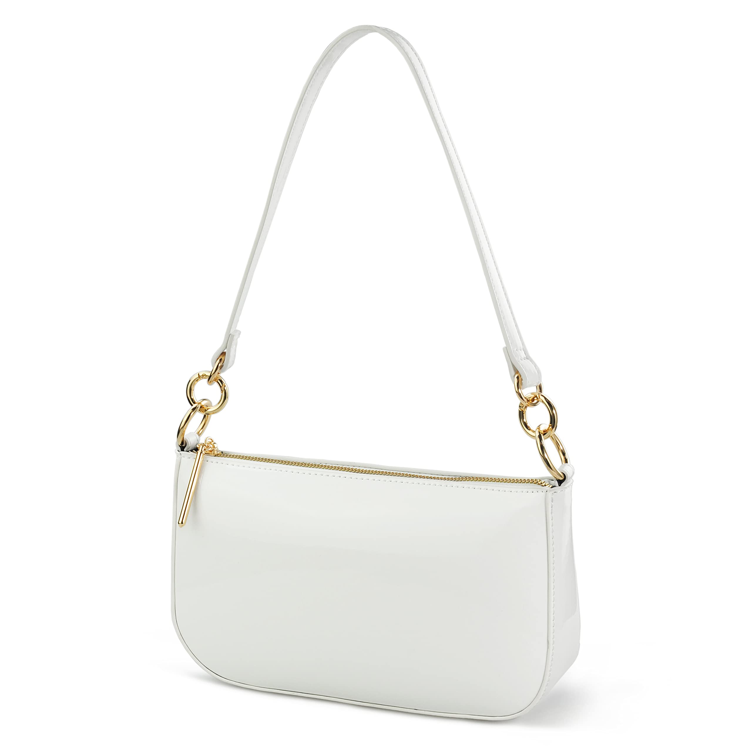 Glossy Faux Patent Leather Women Shoulder Bag Shiny Clutch Crossbody Bag 90s Purse