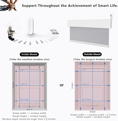 Miniatura 5 de M-ANSNIX - Persianas inteligentes sin taladro, persianas enrollables opacas con control remoto inalámbrico, persianas automáticas para ventanas,