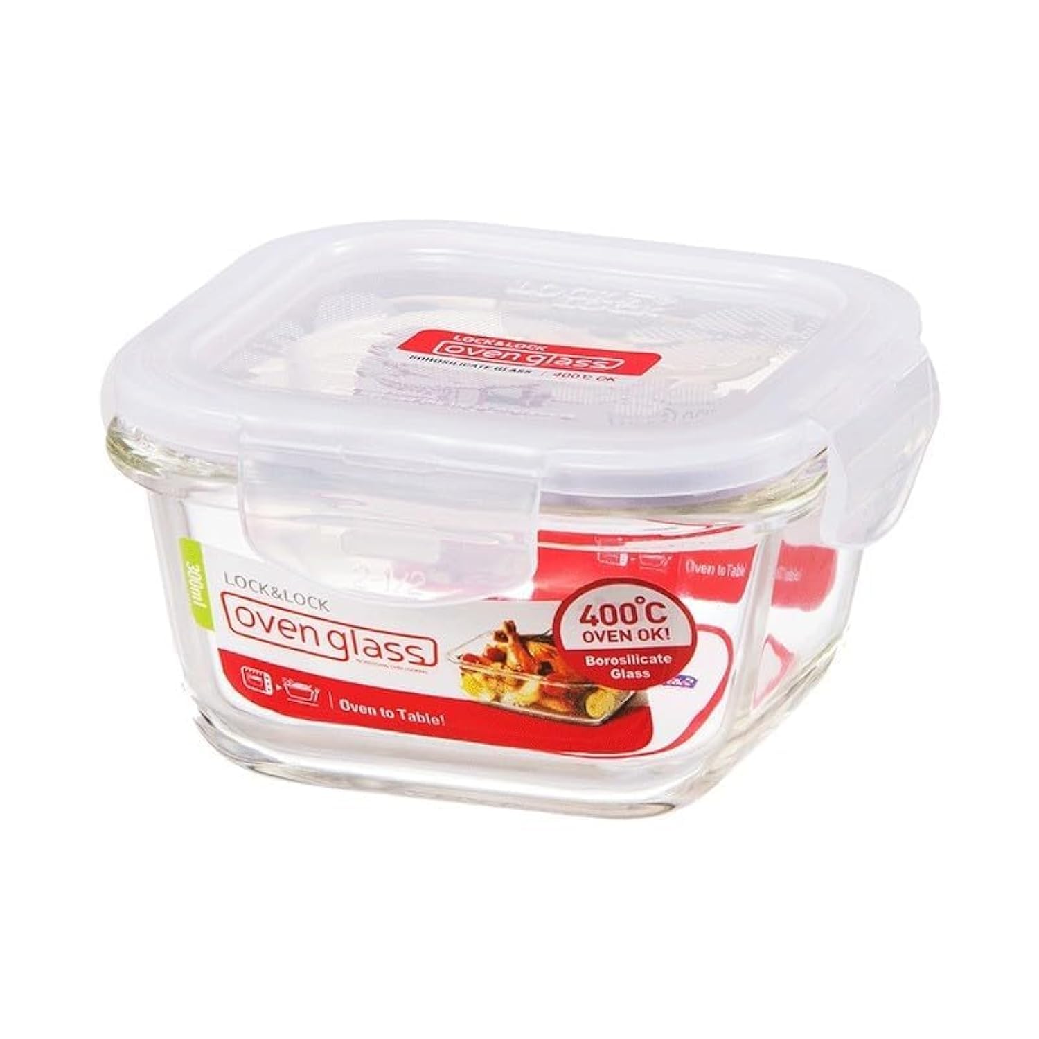 Lock & Lock Euro Square Bake and Store Container, 300ml, Transparent, Glass
