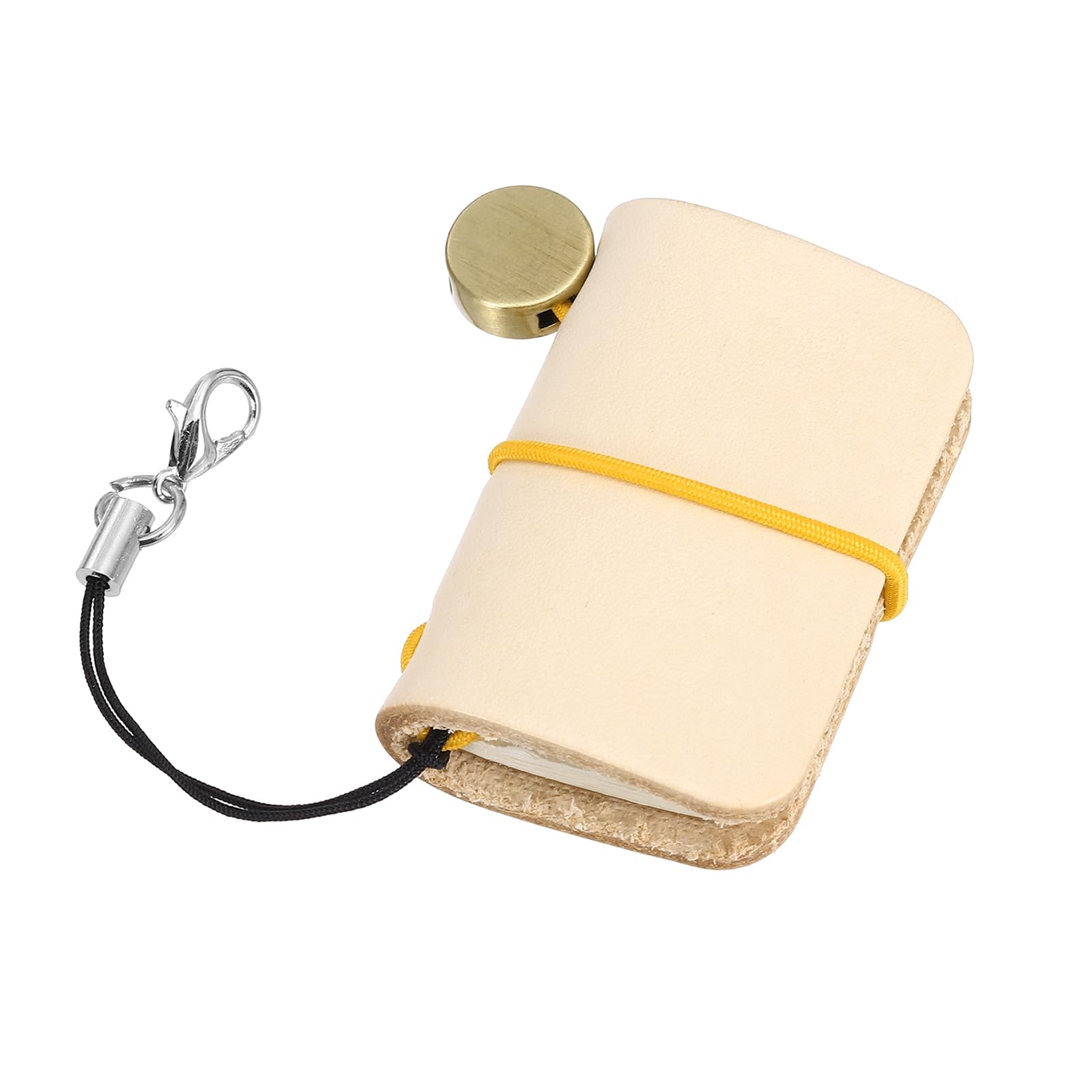 sourcing map Miniature Notebook, 5 x 3cm Vintage Portable Tanned Leather Pocket Tiny Notebooks Pocket Journal for Daily Travel Diary Drawing Writing Keychain Gifts, Primary Color