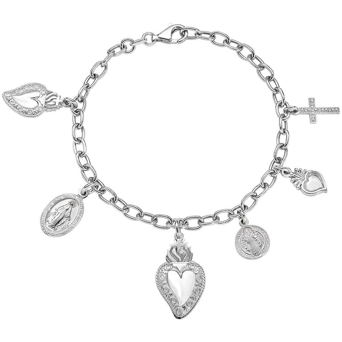 Amen Bracciale con Charms Pendenti Donna Argento 925 Gioiello Sacro Cuore Trendy cod. BRSCMB