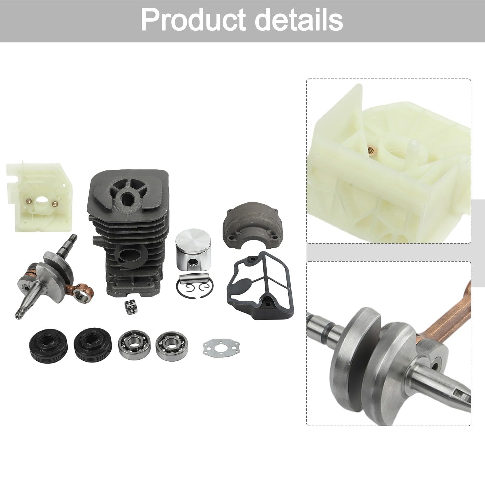 Kit de moteur de tronçonneuse avec vilebrequin, base cylindrique, pour 136 137 141 142, alésage de 38 mm, kit de reconstruction de 16 pièces avec piston, roulements, joints