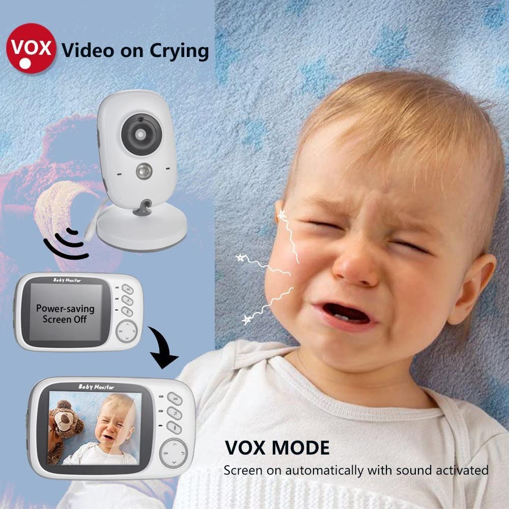 Fuegobird Babyfoon Met Camera | 3.5 Inch Babyphone | Veilige Verbinding Terugspreken Temperatuur Slaapliedjes Nachtzicht Energiebesparing 2