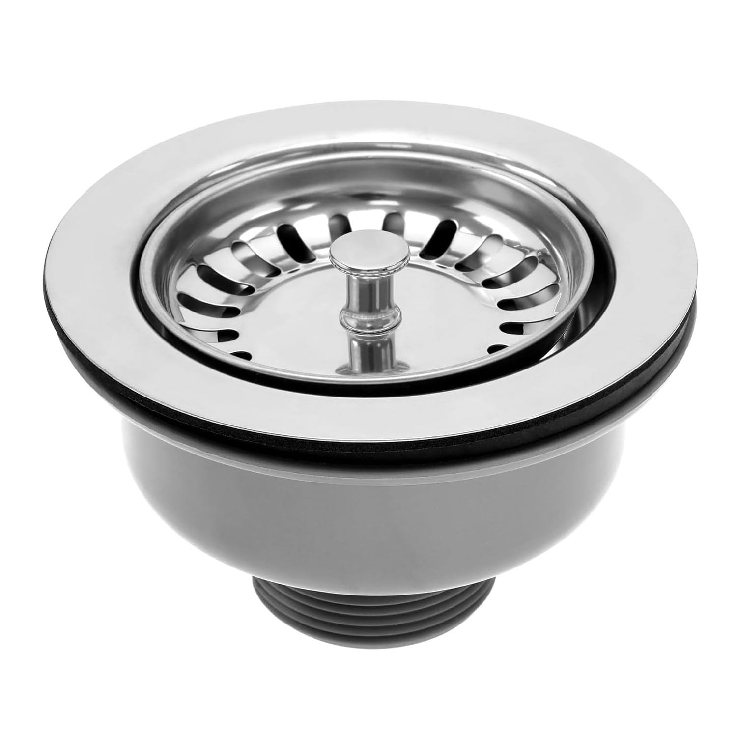 Cestello Per Lavello Da Cucina In Acciaio Inox Con Troppopieno Rotondo - Kit Di Scarico Universale 40 Mm, Flangia 113 Mm - Filtro Rimovibile - 5