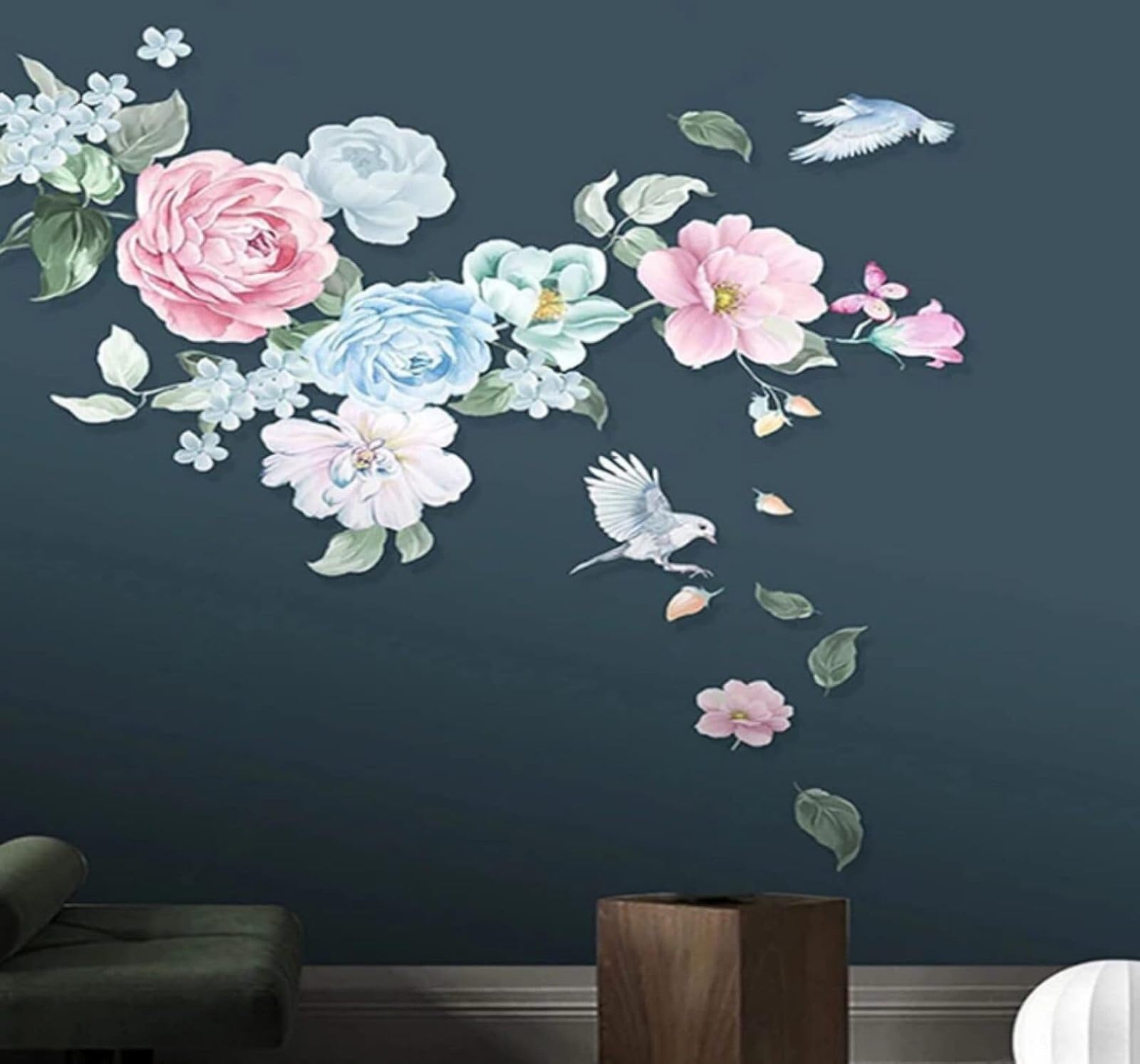 Minimalist Hand Painted Beautiful Elegant Flowers and Birds 3D Wallpaper Easy Install Feature Office Living Room Sofa Bedroom TV Background Wall Decoration-430cm×300cm