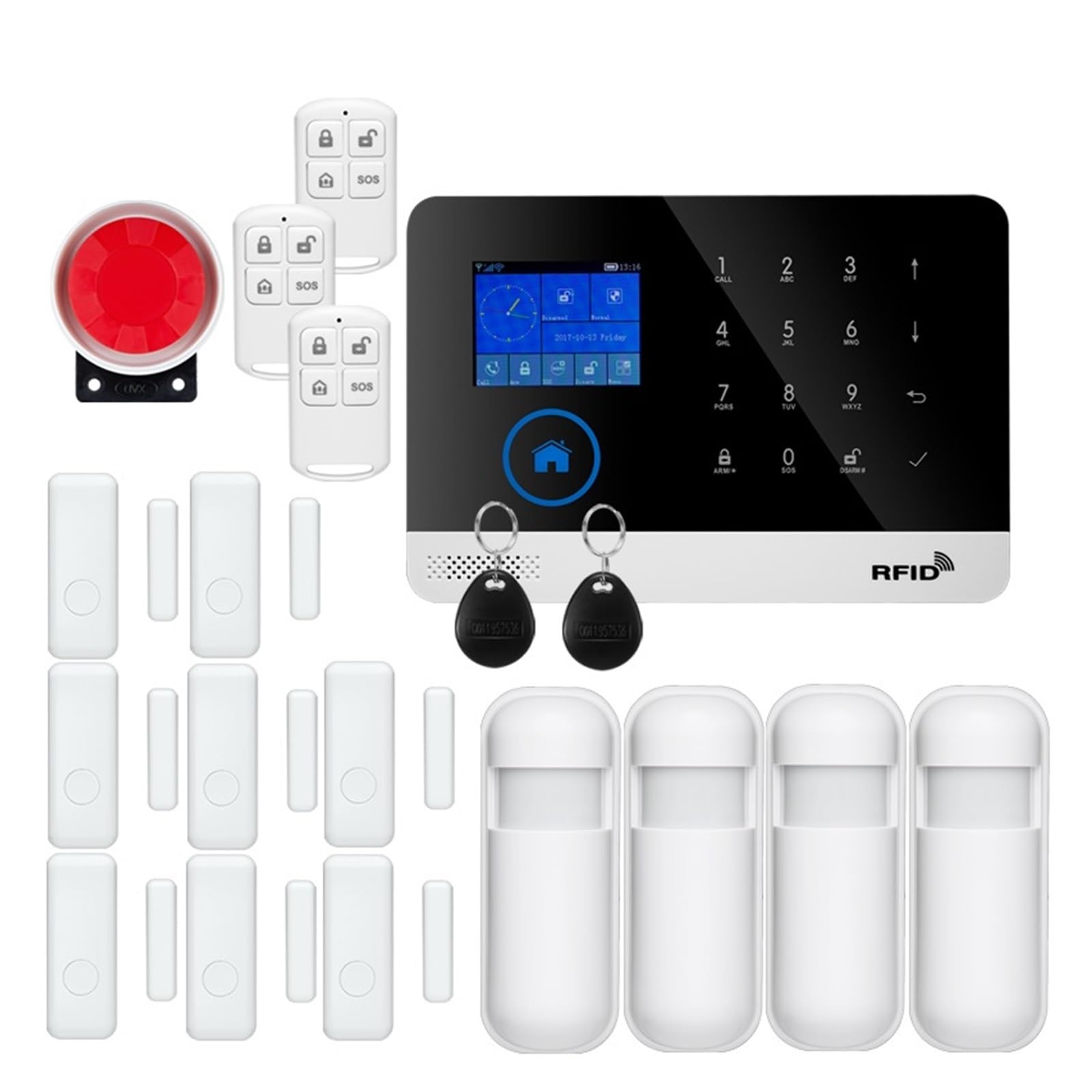 Kit de Alarma, De Alarma gsm for Seguridad antirrobo en el hogar 433MHz gsm Alarma inalámbrica Tuya App Control(W2B112)