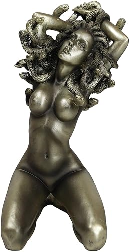 Miniatura 1 de Ebros Mitología griega arrodillada diosa desnuda Medusa con pelo de serpiente estatua de 6 pulgadas de alto, seducción de la gorgona demoníaca