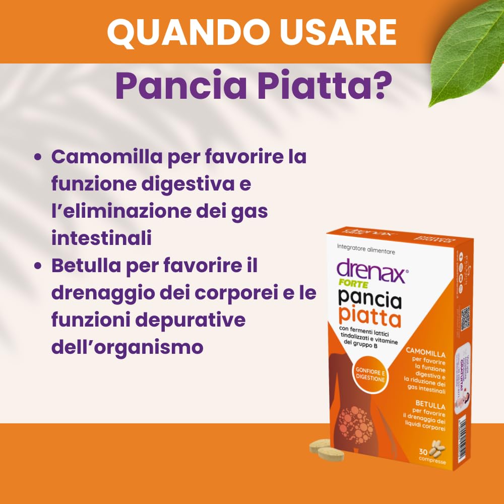 Drenax Forte Pancia Piatta Integratore Alimentare - 30 compresse/confezione - 02762 - Per gonfiore addominale