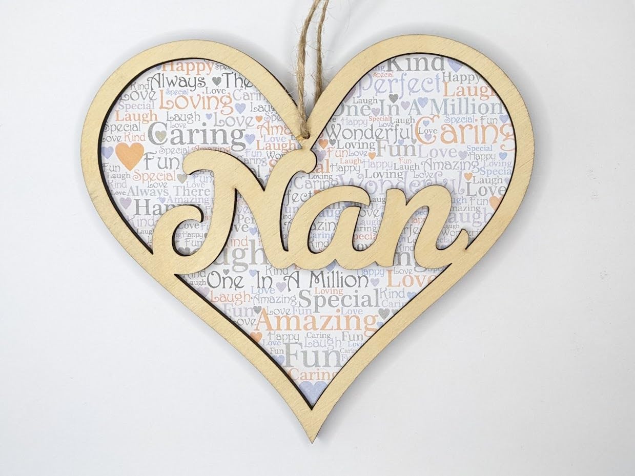 Chirpy & Goose Wooden Gift12cm Heart For Nan