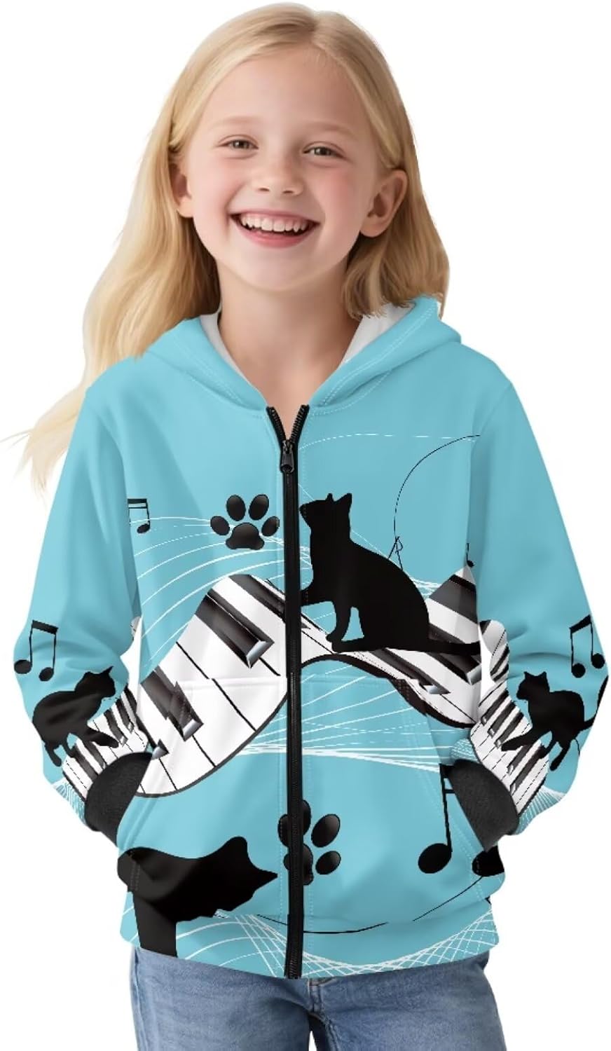 Girls Hoodie Zip Up Hoodie Sweatshirt Long Sleeve Jacket Fleece Hooded Sweatshirt Comfy Fall Winter Hooded Top