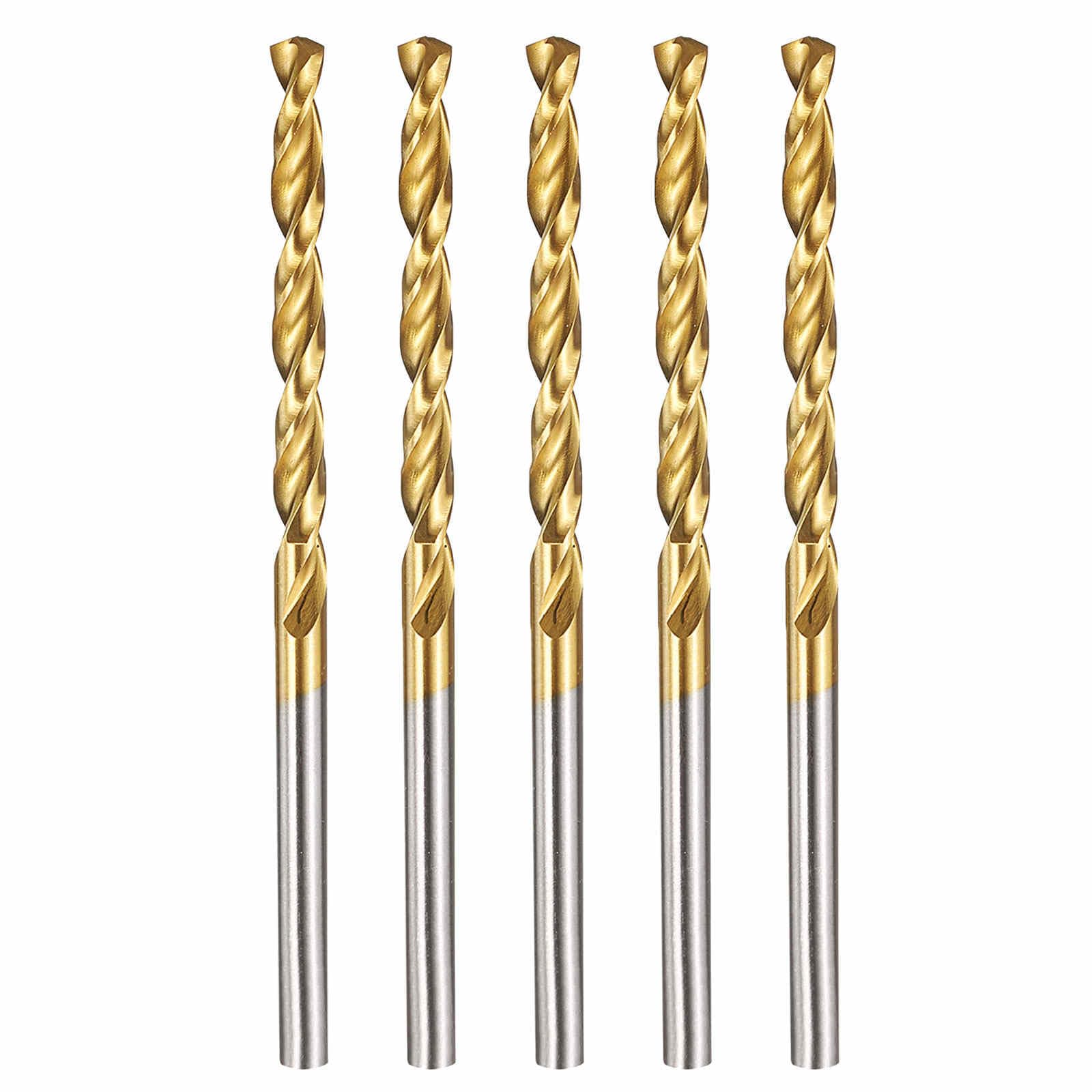 Kozelo 5pcs Drill Bit - [3.1mm Diameter] M42 8% Cobalt HSS Cutting Tool for Machining Hard Metal Stainless Steel Woodworking Handicraft Use, 135° Cutting Angle TiN