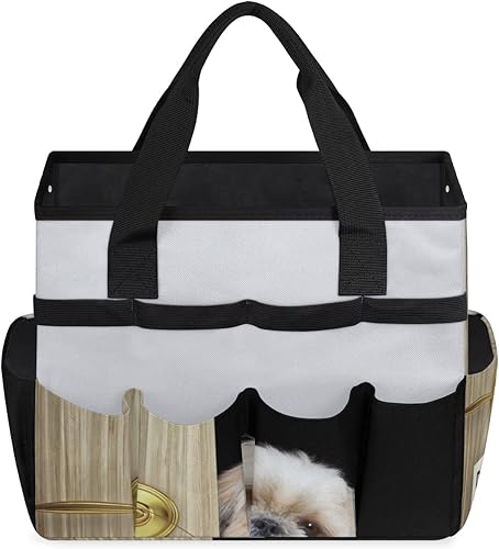 Miniatura 2 de Cute Puppy Garden Tool Tote Bag for Women Men Gardening Tool Storage Bags with 10 Pockets Standable Garden Home Tool Kits Organizer for Indoor