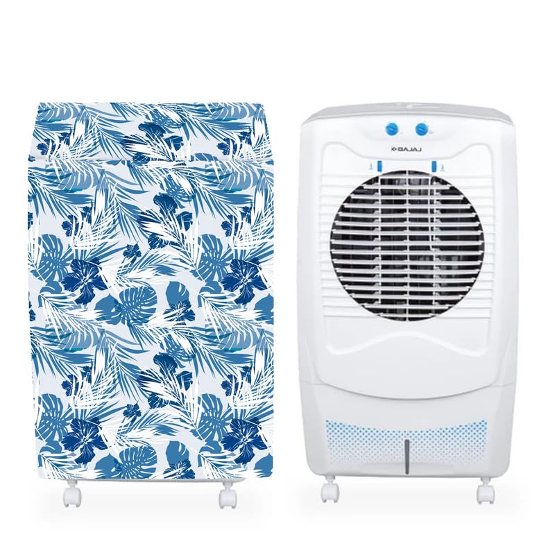Image of Cooler Cover Compatible For Bajaj DC 55 DLX 54L Desert Air Cooler Waterproof, Dustproof, Size (HxWxD) 111.76X45.72X67.31 Cm, Leaf Design.