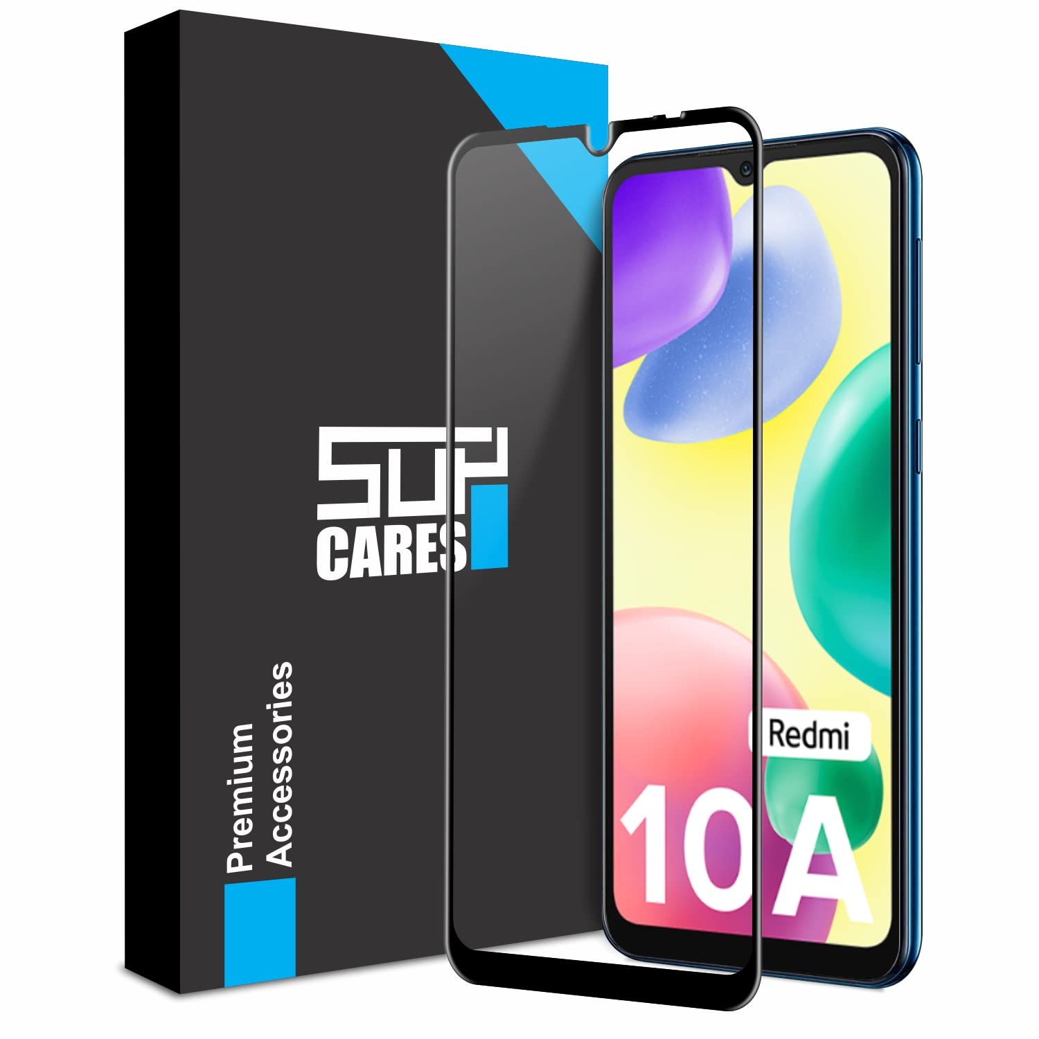 SupCares Military-Grade Gorilla Tempered Glass Full Screen Protector For Redmi A2 Plus,A2,Redmi A1,10A,9 Activ,9I,9I Sport,9C,9A,9A Sport and Poco C31(6.52 Inch)With Installation Kit|Black