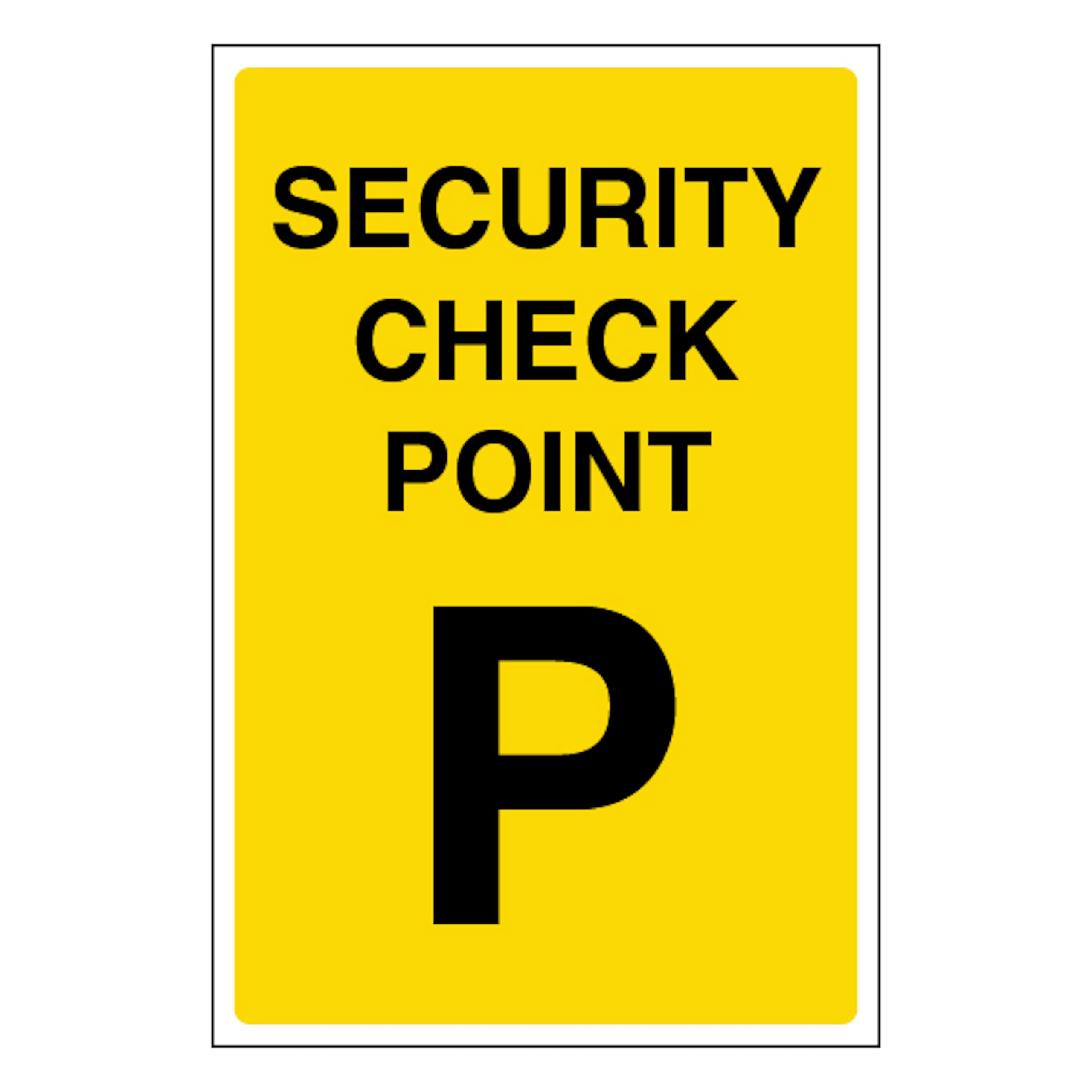 V Safety Security Check Point P 100 x 150 mm - Glow In The Dark 1mm Rigid Plastic
