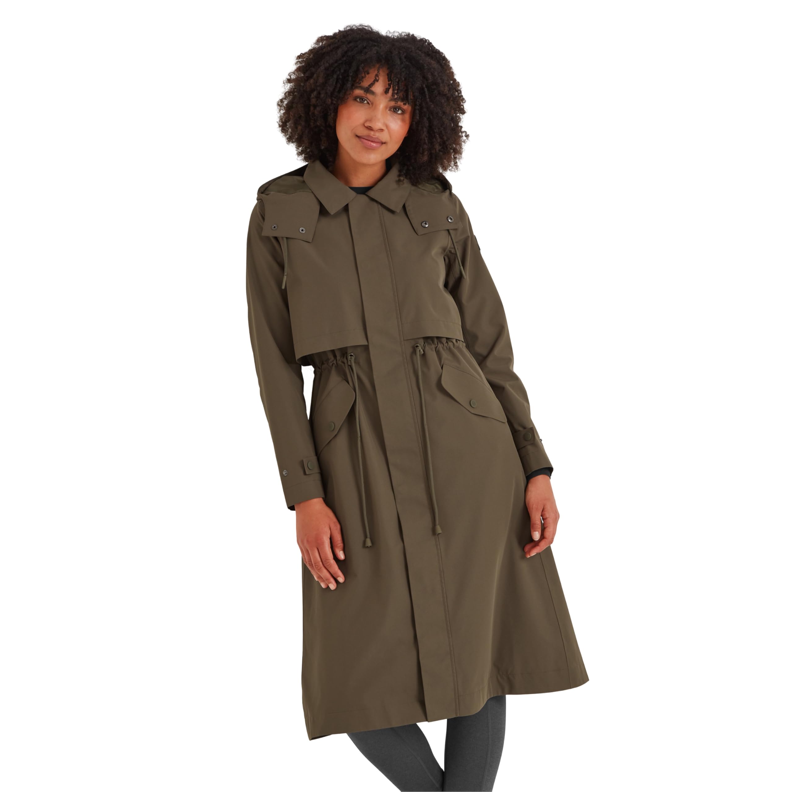 Tog24 Women's Khaki 'Alva' Waterproof Trench Coat In | Size: 8