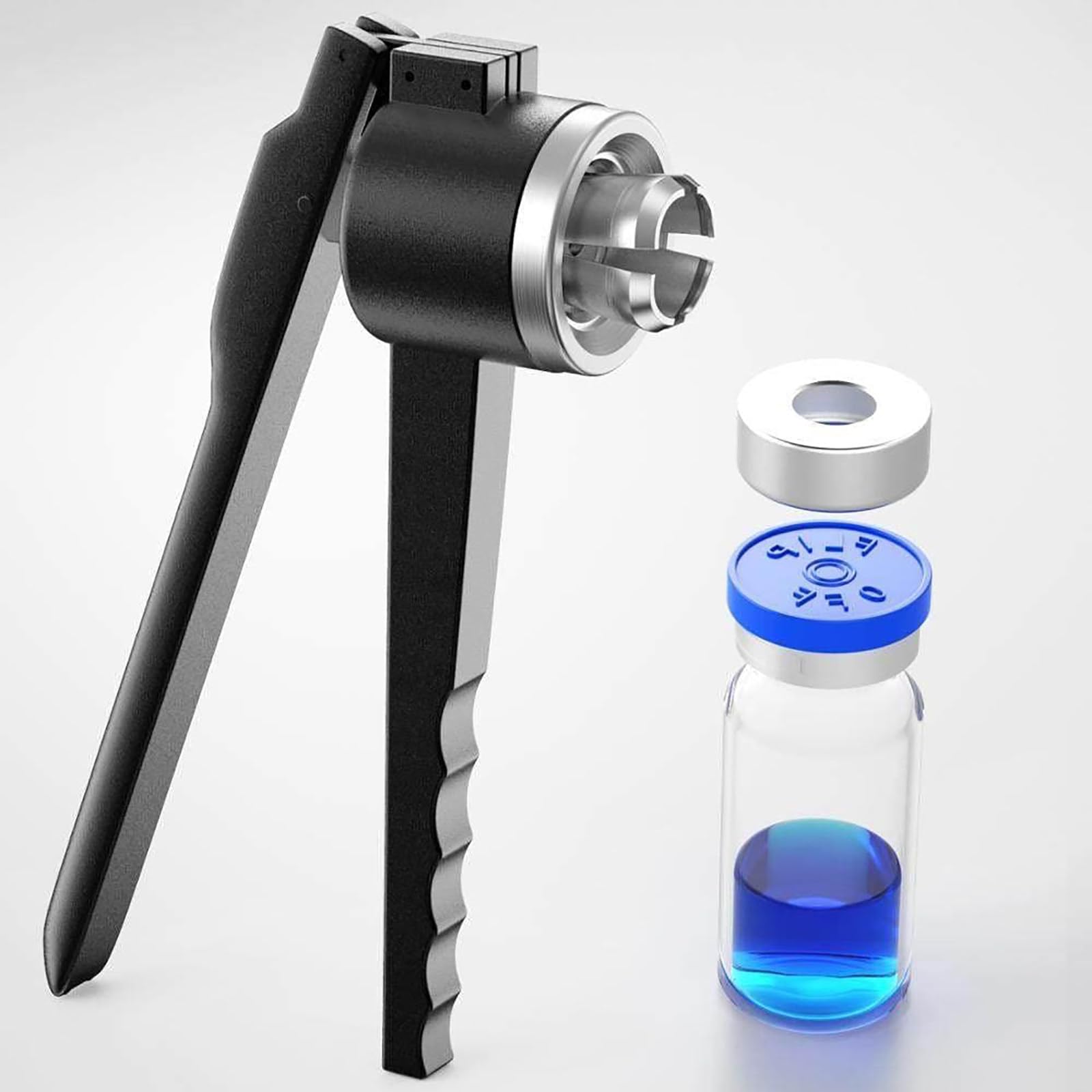 Máquina prensadora de sellado manual, ajuste de tensión, acero inoxidable, herramienta de tapado rápido de viales para un sellado y conservación eficientes