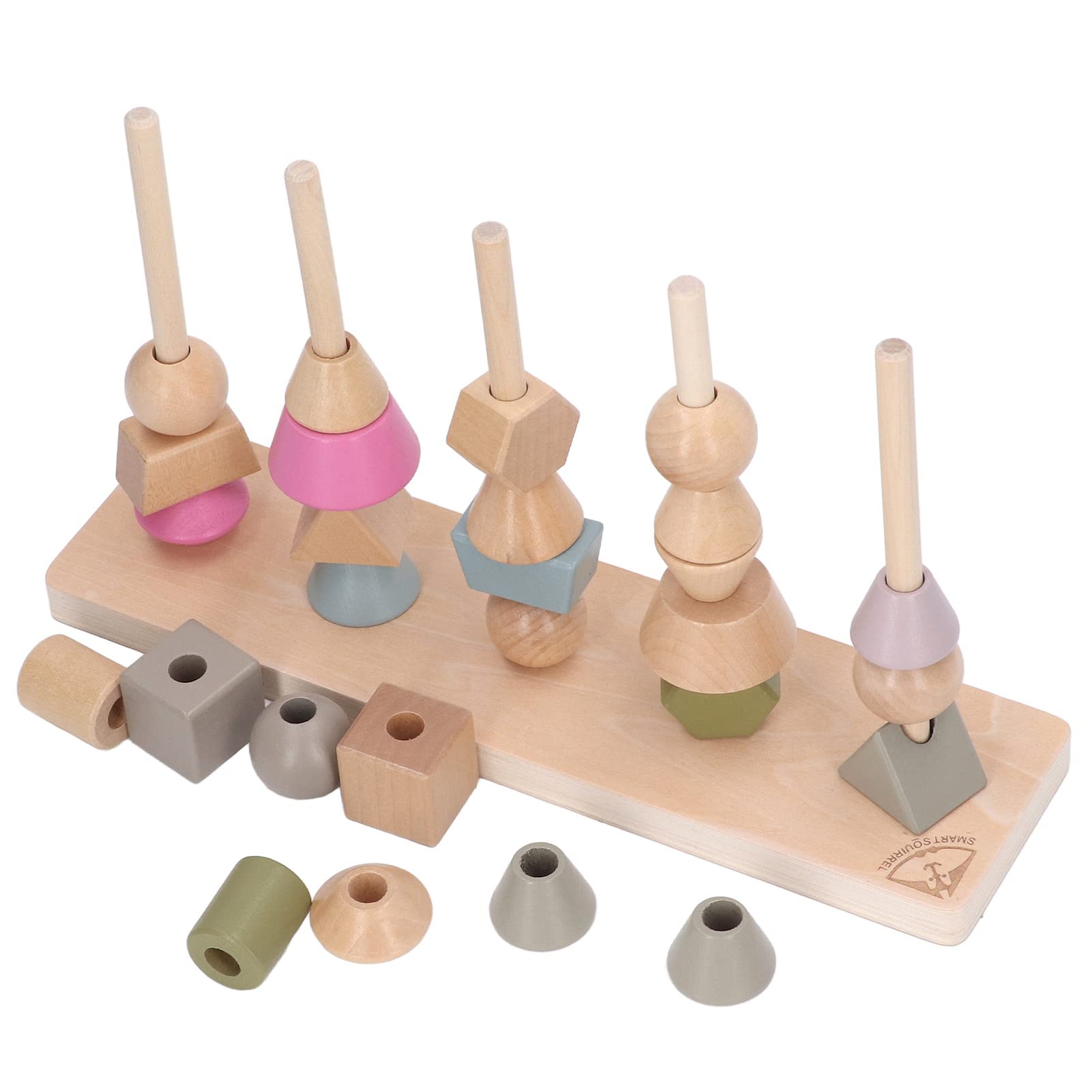 Lylithuif Juego de apilamiento de bloques educativos con forma de, juguete apilable con 10 tarjetas, juego de combinación de formas geométricas para el desarrollo del aprendizaje temprano
