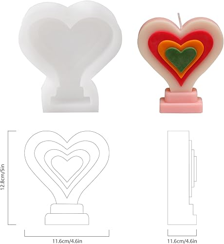 Miniatura 5 de Moldes de vela de silicona hechos a mano en forma de corazón moldes de vela de cera DIY regalos para bodas decoración del hogar (LZ513)