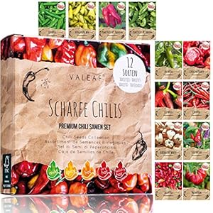 VALEAF Chili zaden set – 12 scherpe tot milde zaden van chilipepers van de hoogste kwaliteit – van Carolina Reaper zaden…