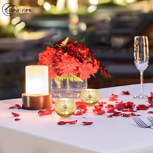 Miniatura 5 de Juego de 24 portavelas votivas doradas para candelita, juego de votivas de vidrio de mercurio para decoración de mesa de centro de mesa de fiesta de