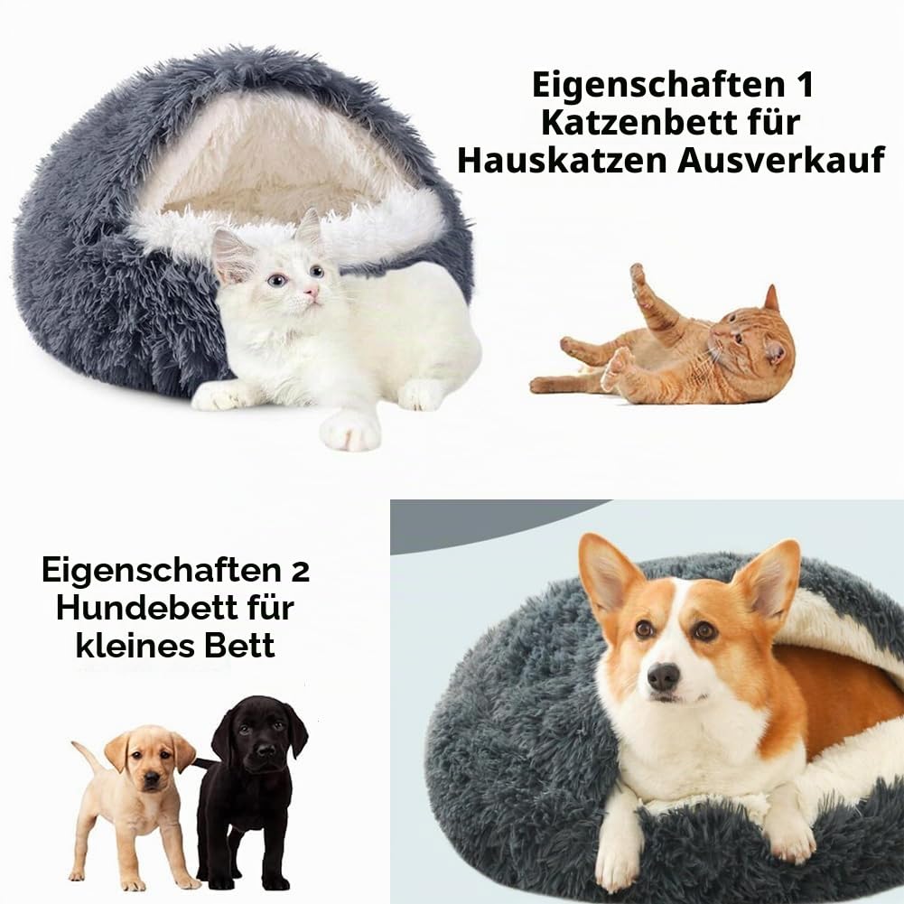 Flauschig Hundebett Muschelform Katzenbett Warm Tierbett Haustierbett Waschbar Hundesofa Katzensofa Plüsch Hundekorb Katzenkorb Weich Hundekissen Katzenkissen Gemütlich Hunde Katzen Schlafplatz