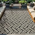 ROCYJULIN Outdoor Plastic Straw Rug 5x8 Ft, Outdoor Rug for Patio, Waterproof Outdoor Carpet for Camping, Deck, Rv, Balcony, Porch, Backyard, Reversible Outdoor Area Rug, Black and Beige