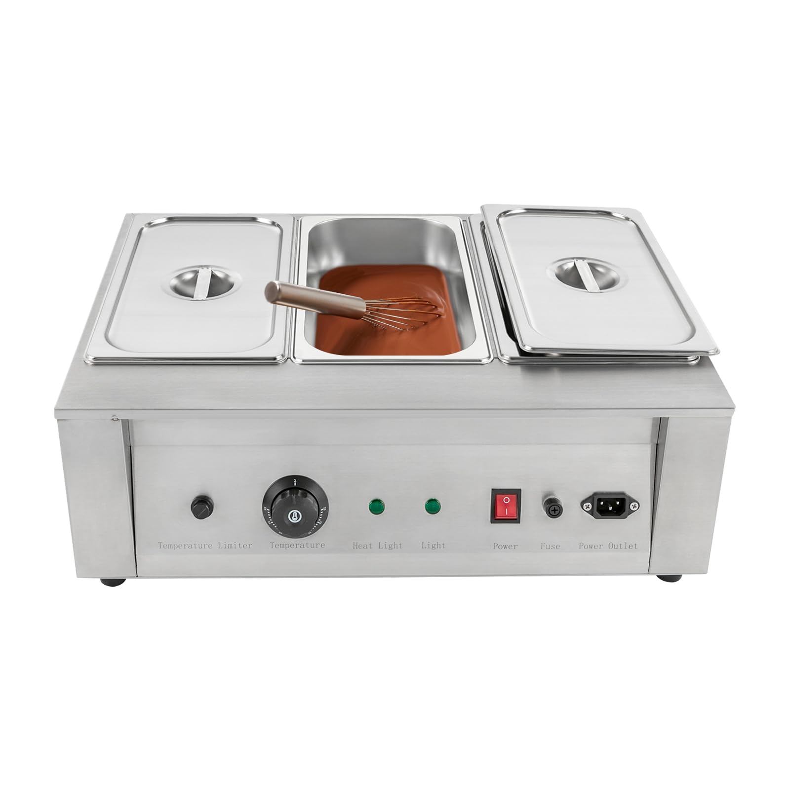 FXEIPOL Chocolate Tempering Machine 3 Tanks Chocolate Melter 300W Chocolate Tempering Machine with Power Cord Electric Commercial Chocolate Warmer for Beverage Stores, Restaurants