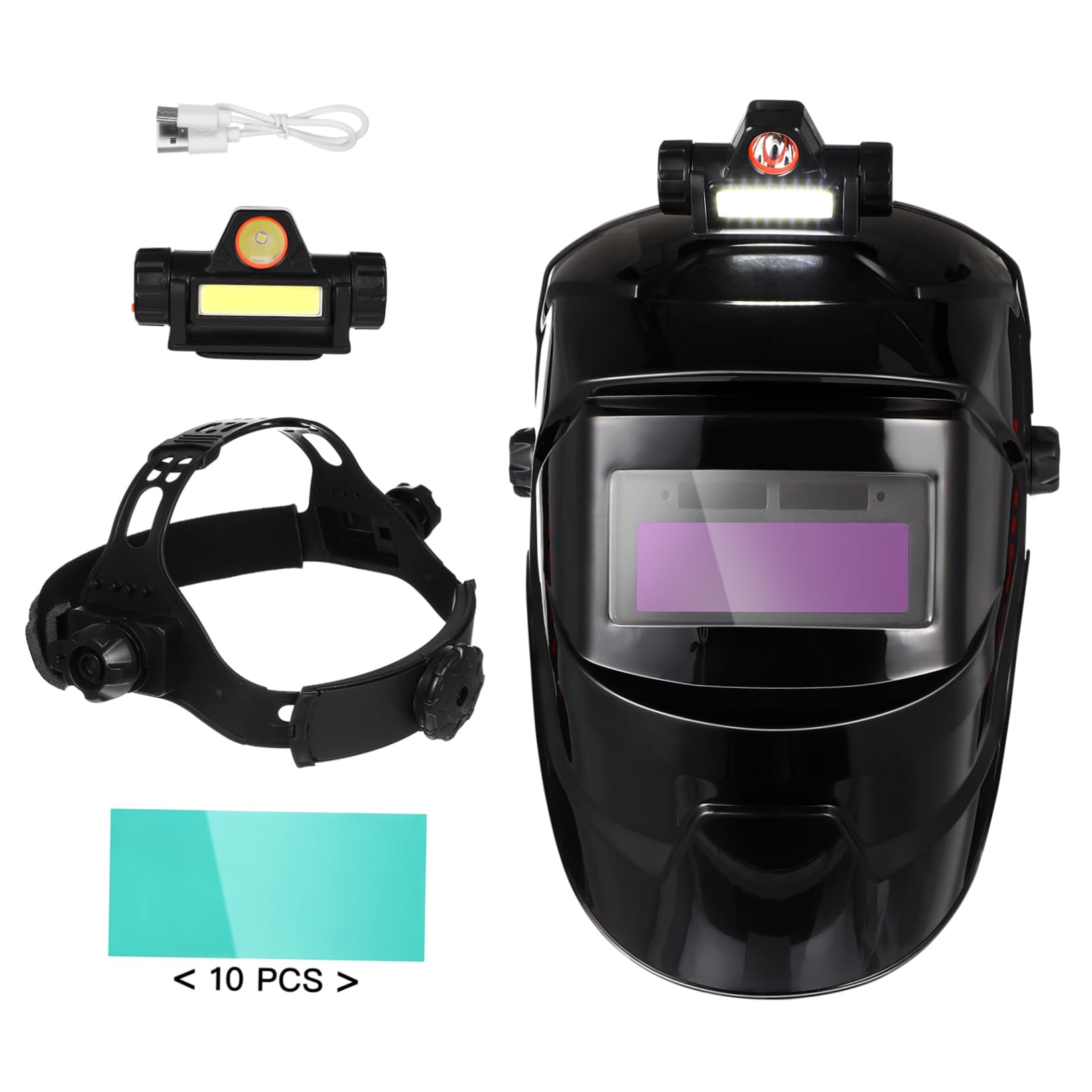 MAGICLULU Maschera per Saldatura Autoscurante Leggera in Pp Grande Schermo Visivo e Regolazione a Vite, Adatta per Varie Saldature Interne ed Esterne e Taglio