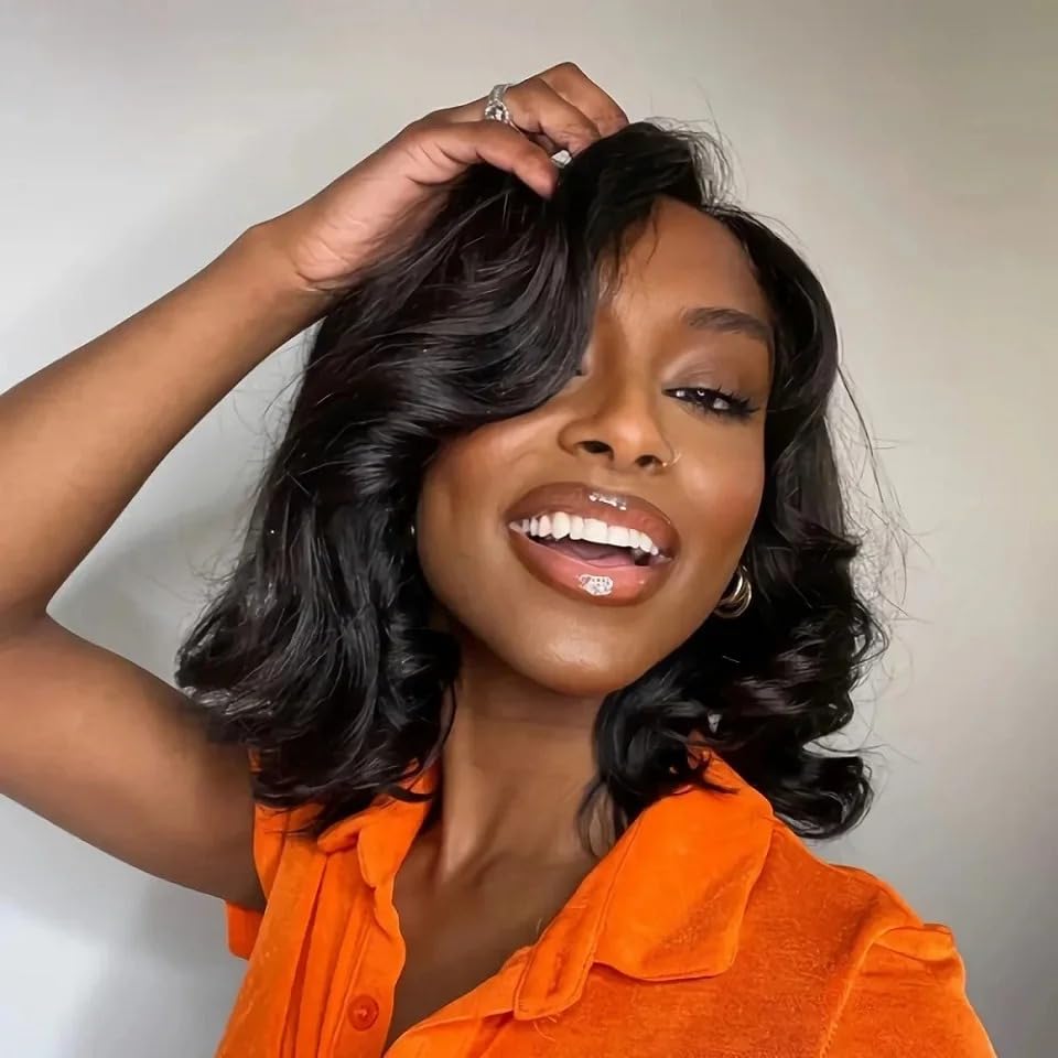 Image of 4x4 Lace Front Wigs Human Hair Pre Plucked with Baby Hair 150% Density 14 Inch Body Wave Glueless Lace Frontal Wig Human Hair for Women Brazilian Virgin 4x4 HD Lace Closure wig