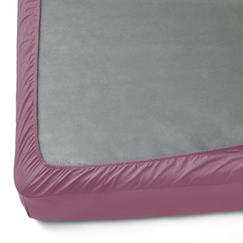 Image of NAKSH Elastic Fitted Bedsheets King Size 78 x 72 Inch, 210 TC Plain Pure Cotton, Plum | 1 King Size Bedsheet with Elastic Fitted and 2 Pillow Covers