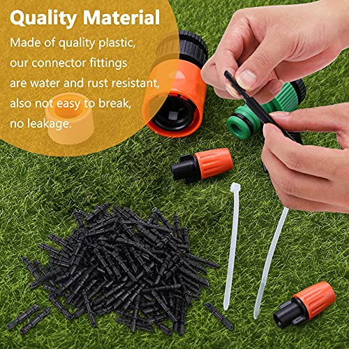 50 Pcs Drip Irrigation Coupling Fittings, 1/4'' Drip Irrigation Tubing, Straight Coupling/Single Barbed Connectors For Universal 1/4 Inch Irrigation Tubing #TOP6