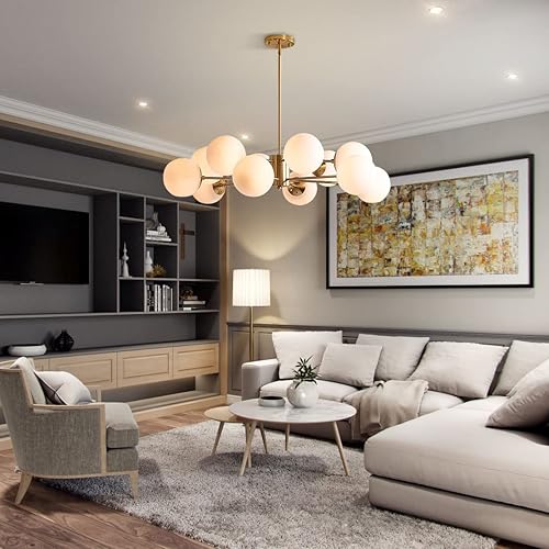 Miniatura 6 de KCO Lighting - Lámpara colgante de globo de 1 luz, lámpara Sputnik de 12 luces para isla de cocina, comedor, sala de estar