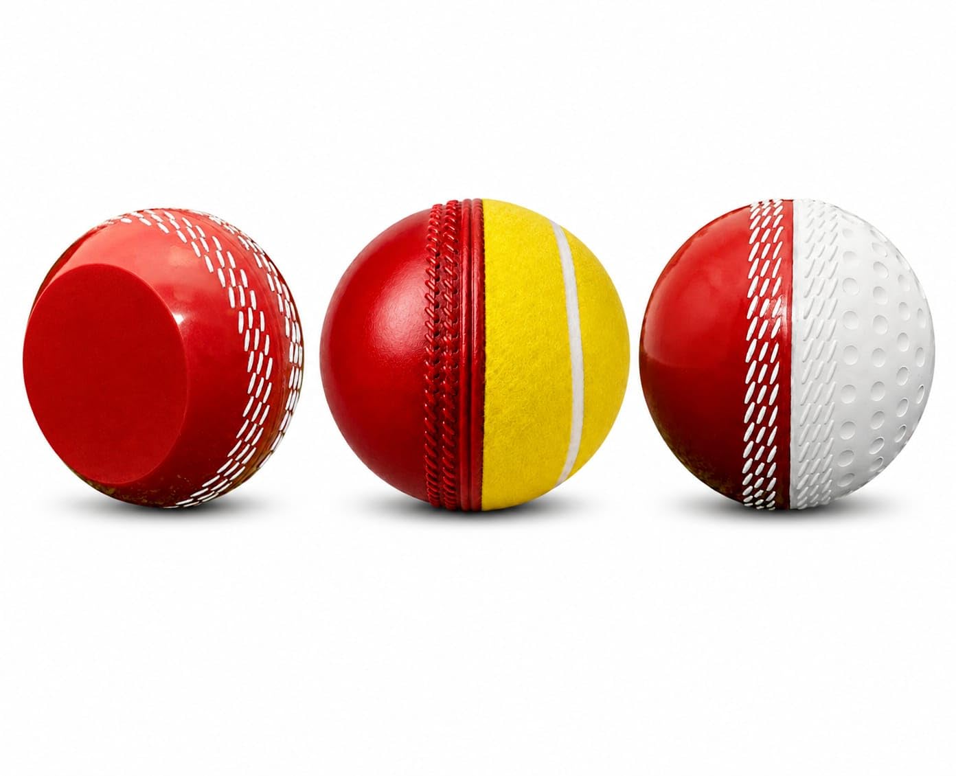 Cricket Synthetic Swing Balls Combo (Pack of 3) Flat Sided, Tennis Swing Ball & Dimple Swing Ball for Fast Bowling Practice, Batting Training, Swing Coaching, Durable All Surface Practice Balls-image-38