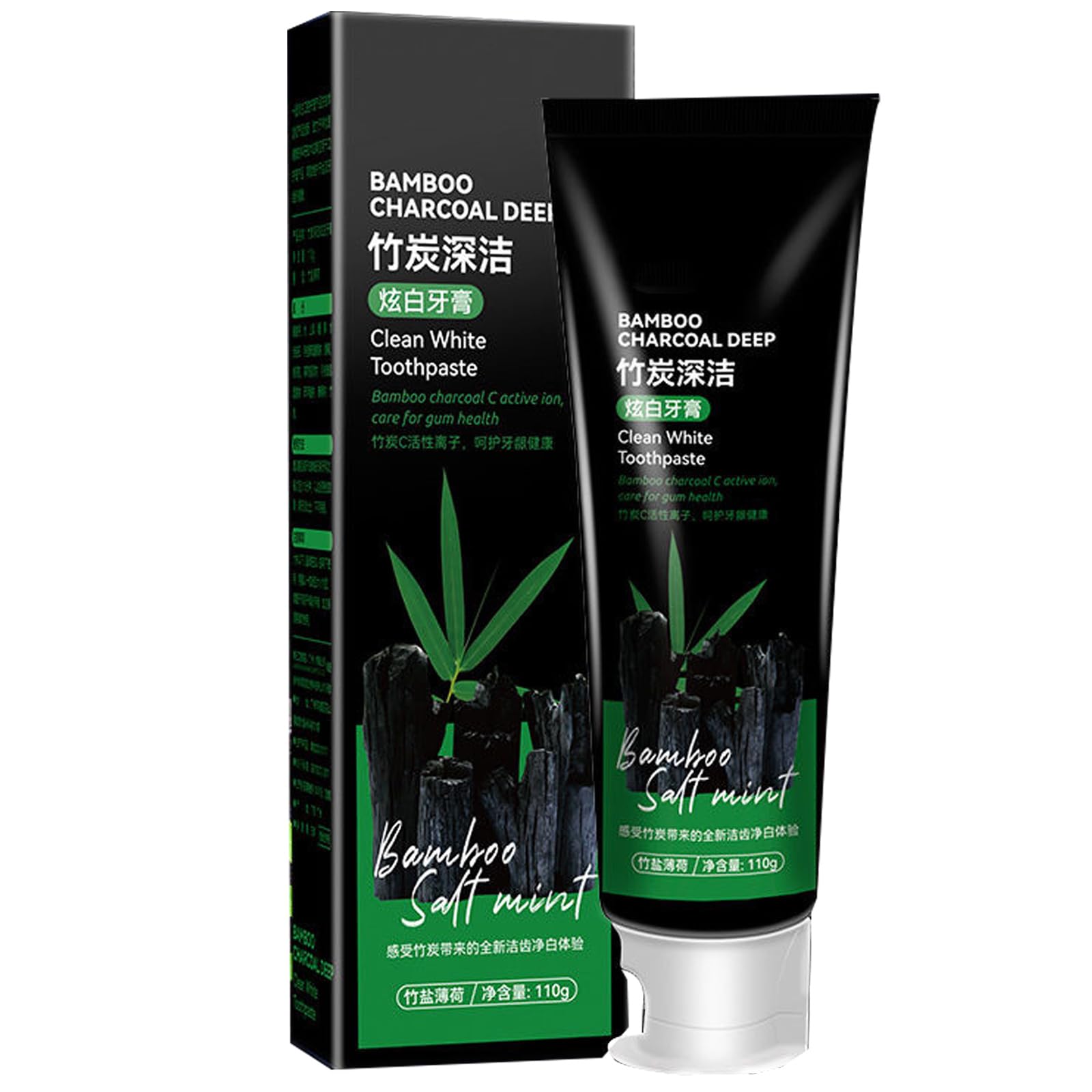 Bamboo Charcoal Toothpaste, Activated Carbon Toothpaste for Remove Tooth Stain and Fresh Breath