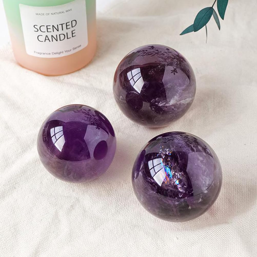 Dekoracje ze szklanych kulek, Amethyst Ball With Stand For Home Office Decor Fengshui Divination Meditation 30-60mm(35~40mm)