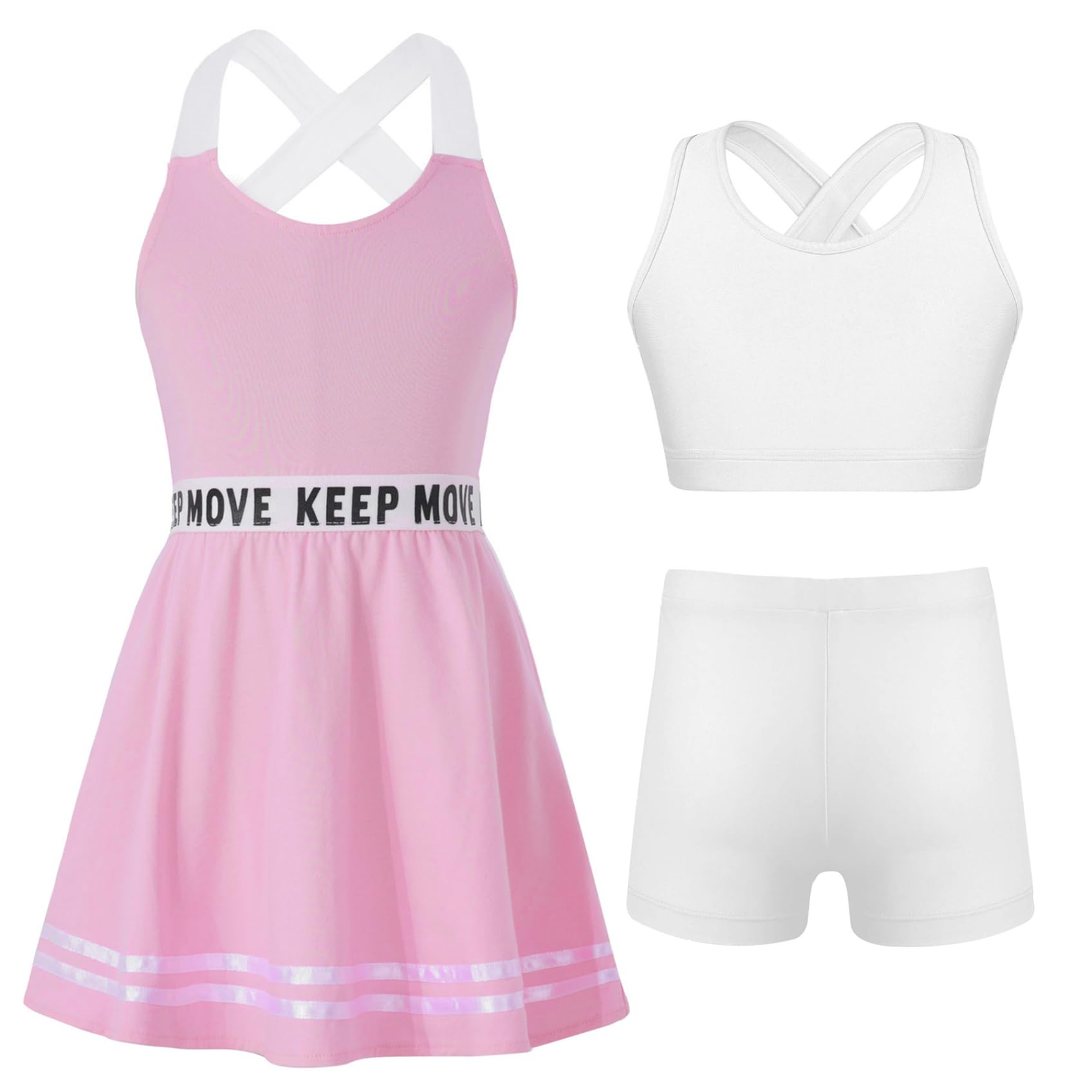 Vestido de tenis para niña con camisetas de tirantes y pantalones cortos, traje deportivo