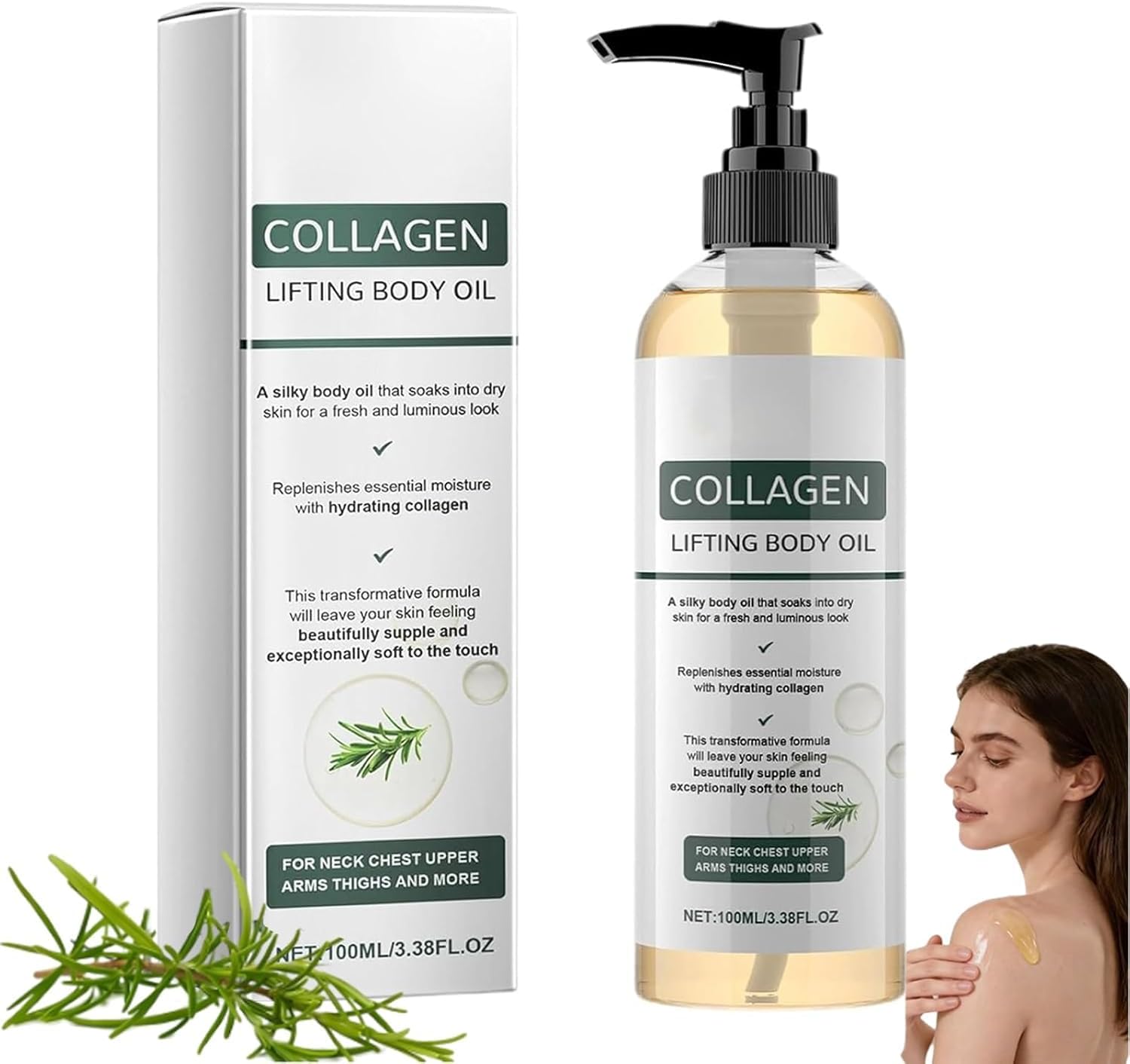 Collagen Oil, 2026 New Collagen Oil for Skin Tightening, Lightweight Moisturizing Oil For Face & Body, Improves Elasticity, for All Skin Types After Shower (1PCS)