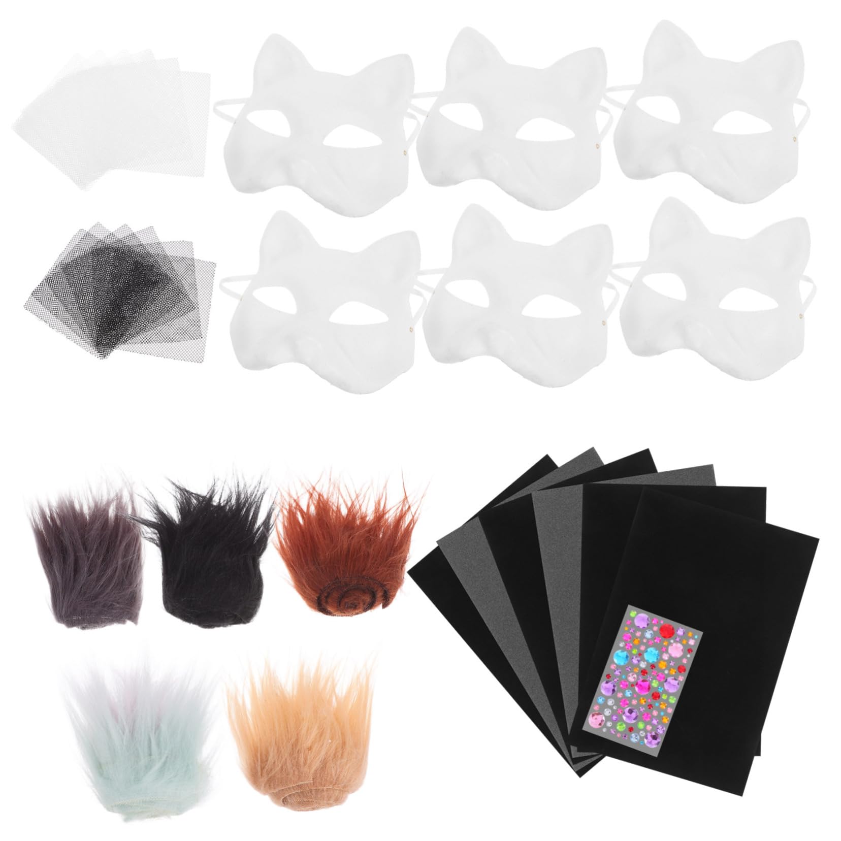 Zerodeko Katzenmaskerade Leere Halbmaske Papier 1 Satz für Cosplay Partys