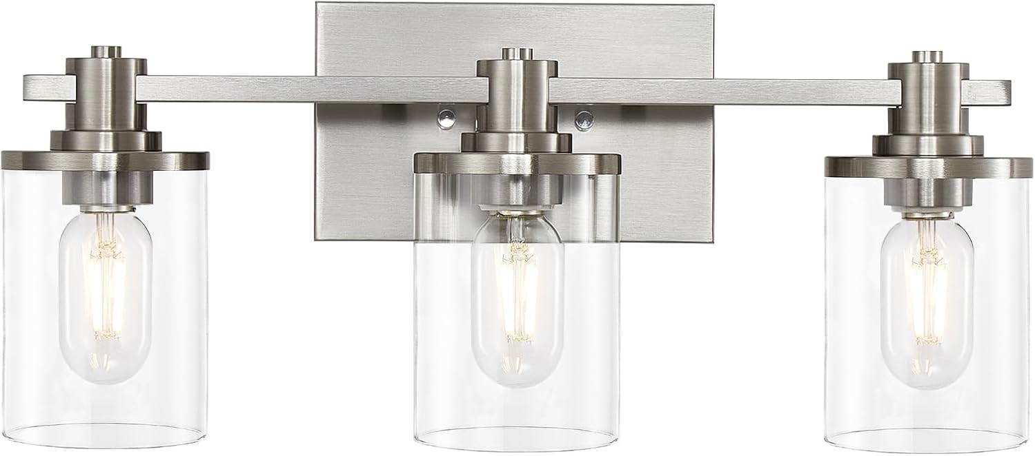 Matte Black 5-Light Bathroom Vanity Fixture with Glass Shades