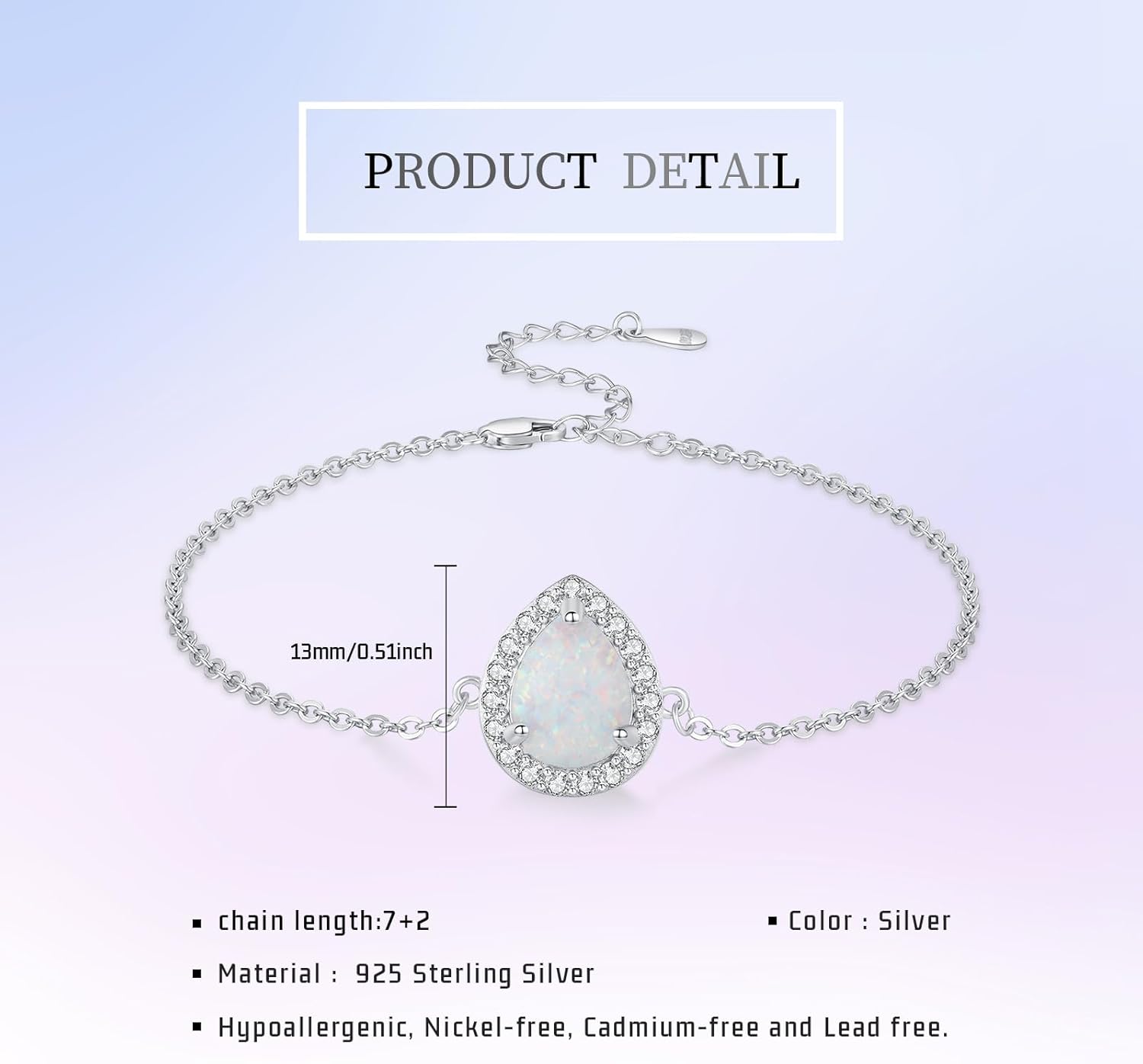 Opal Urn Bracelet for Ashes for Women 925 Sterling Silver Teardrop Cremation Bracelets Memory Jewelry Keepsake for Human Ash Gifts - Image 4