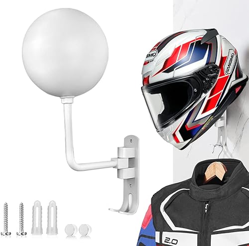 SNAGMO - Soporte para casco de motocicleta de 180, soporte de metal giratorio para casco de motocicleta con 2 ganchos, colgador de casco para