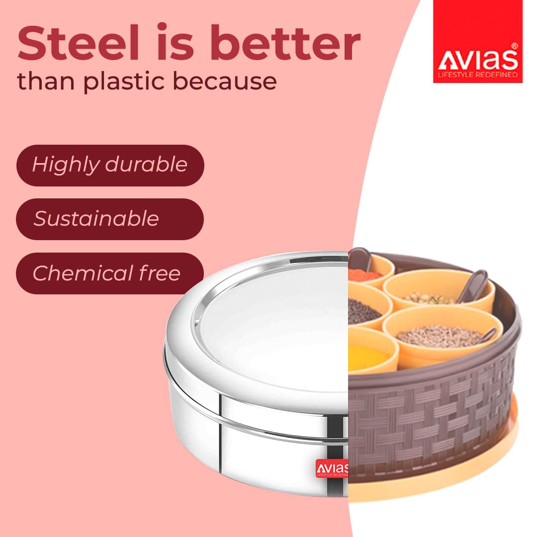 AVIAS Stainless Steel Spice Box - 7 Compartments -4