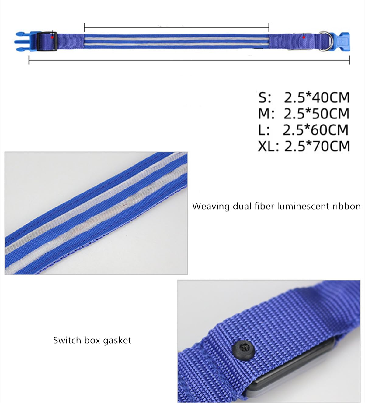 Collar de Perro led, Encendido del Collar del Perro Impermeable Carga USB Parpadeante Collar del Perro LED 3 Modos para Perros pequeños medianos Grandes (M, Rosa)