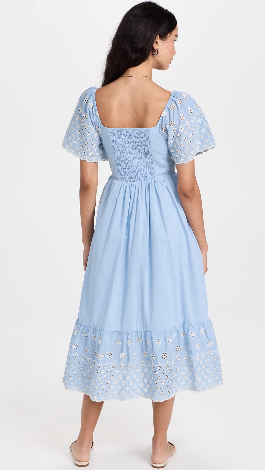 English Factory Women's Embroidered Midi Dress with Scalloped Hem, Light  Blue, Medium : Amazon.ca: Clothing, Shoes & Accessories