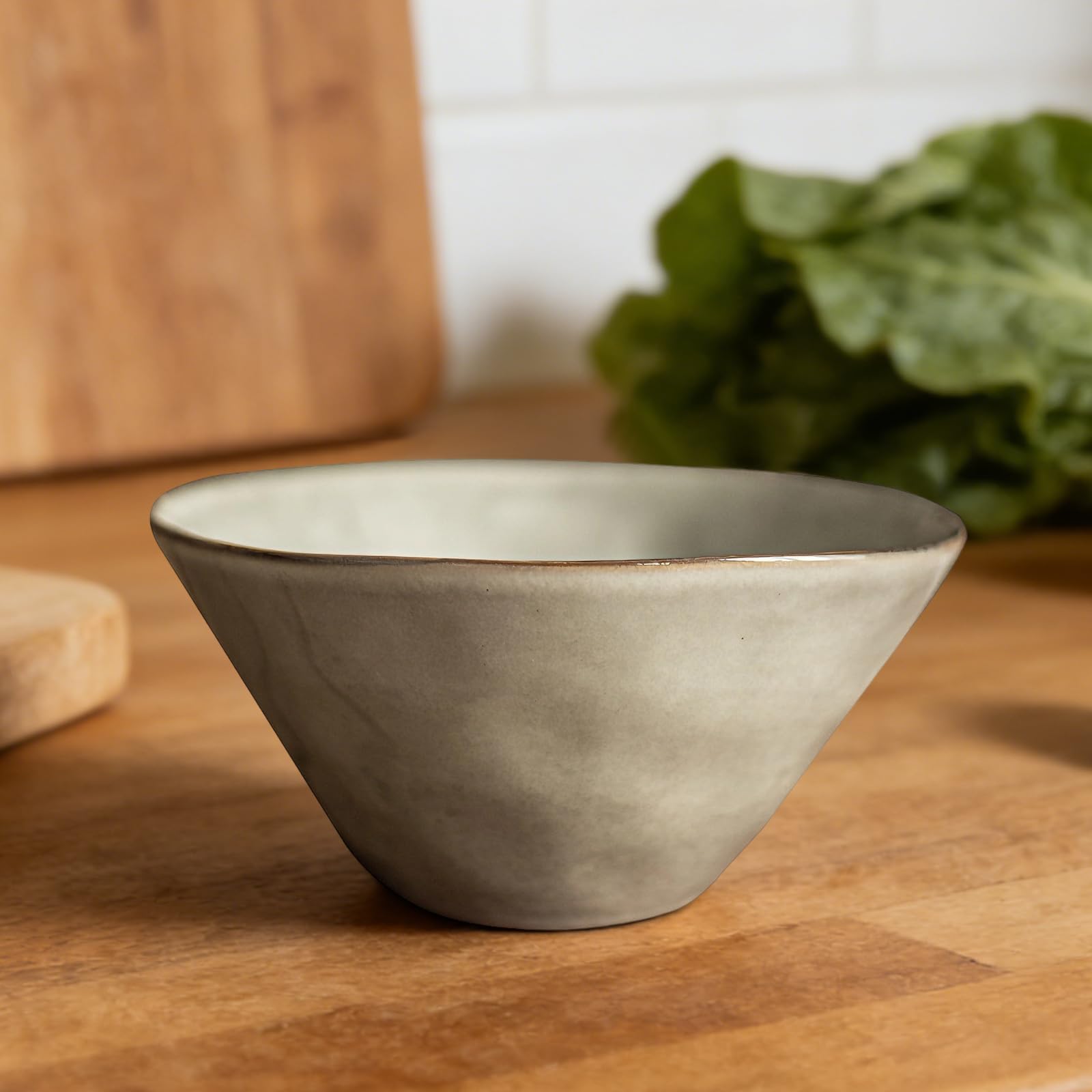 Keramik-Schüsseln, 14 cm, 300 ml, graue Ofenglasur für Reis/Suppe, mikrowellen- und spülmaschinenfest
