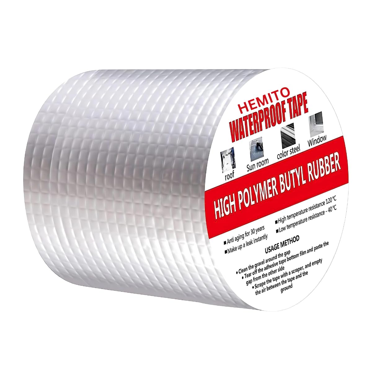 Hemito Super Strong Adhesive Waterproof Permanent Repair Aluminum Butyl Tape Rubber Foil Suitable for Roof Leak, surface Crack, Window Sill Gap, Boat Sealing, Home Renovation (5 CM) (B0D93Z8WZH) Amazon Price History, Amazon Price Tracker