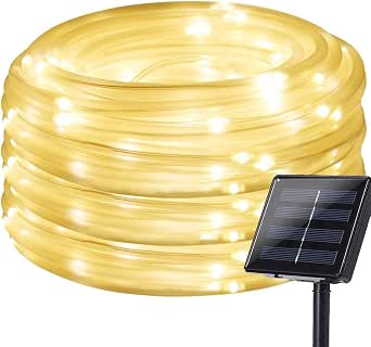 39 Ft 100 LED Solar Rope Lights Outdoor Waterproof, 2 Packs Solar Powered Rope String Lights With 8 Modes For Outdoor, Patio, Garden, Camping, Holiday & Christmas Décor,Warm White