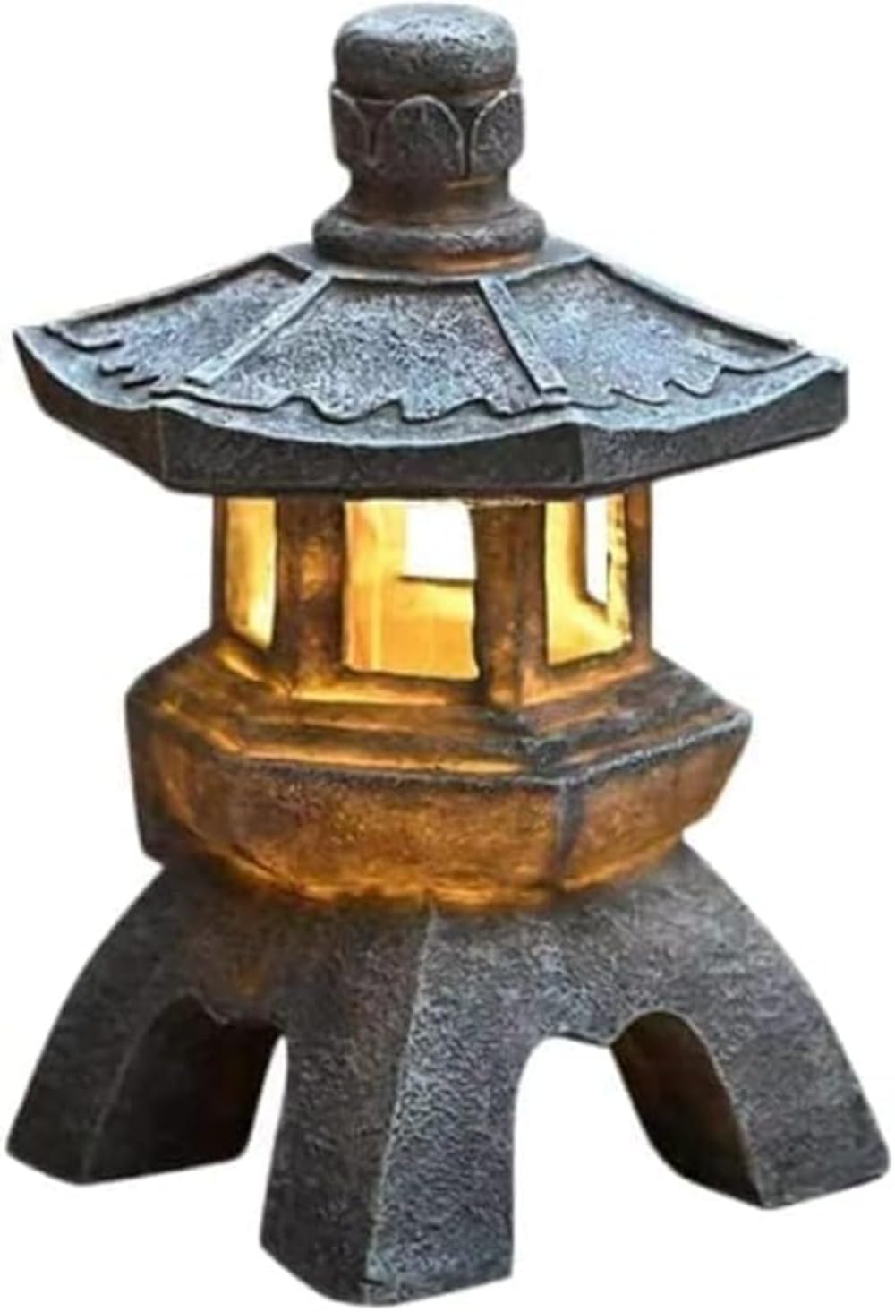 Japanese Solar Pagoda Lantern LED Garden Light Zen Stone Toro Waterproof